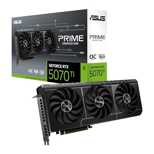 ASUS Prime GeForce RTX 5070 Ti 16GB GDDR7 OC Edition Tarjeta gráfica Compatible con SFF (PCIe 5.0, 16GB GDDR7, HDMI/DP 2.1, 2.5 Ranuras, Ventiladores Axial-Tech, BIOS Dual)