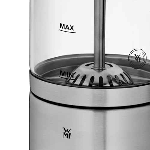 WMF Lono - Espumador de leche de cristal eléctrico, 150-250 ml, 650 W, batidora de frape, pantalla táctil, para espuma de leche caliente y fría, leche caliente, calentador de leche, cacao, chocolate