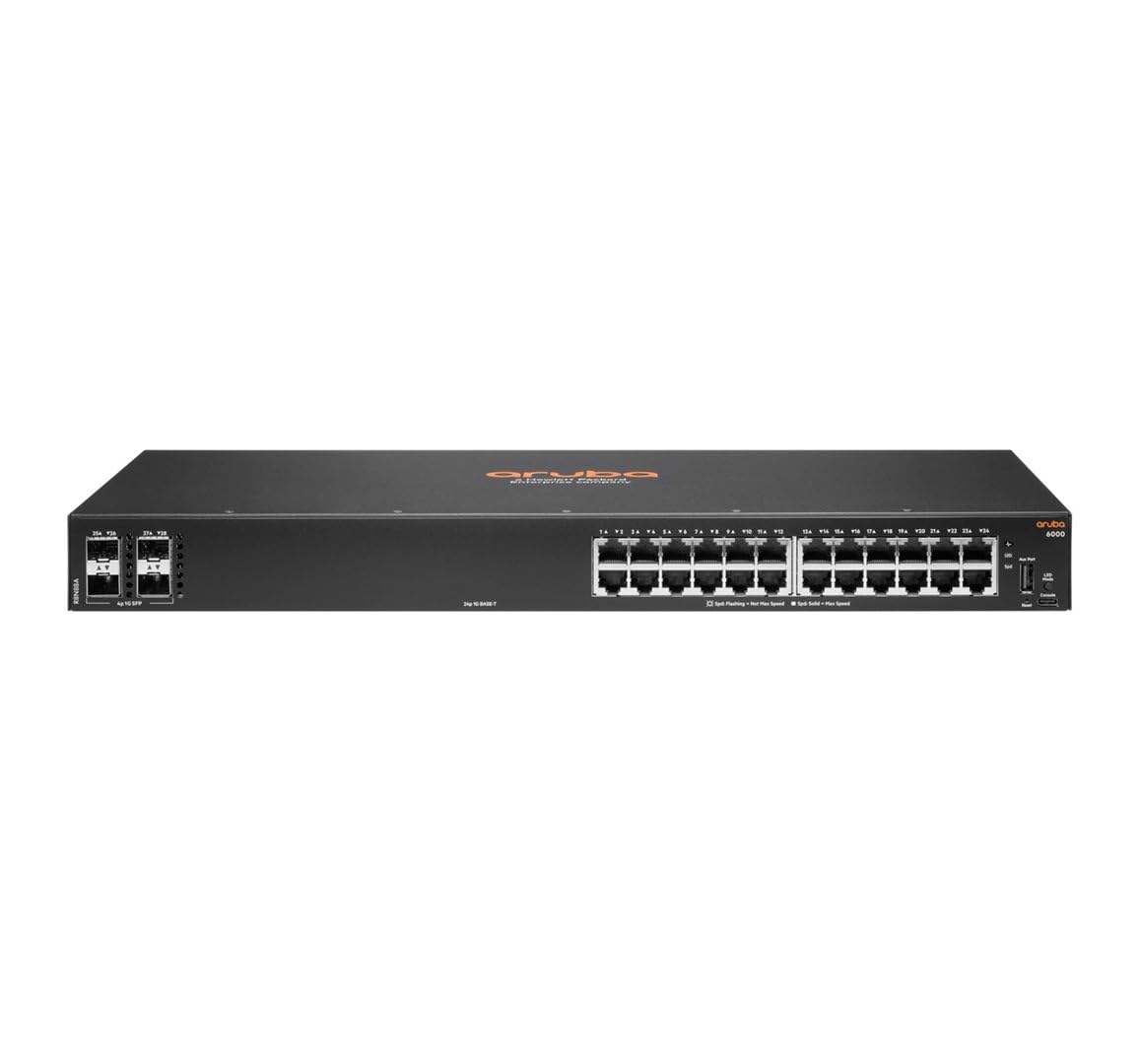 HPE Aruba 6000 24G 4SFP Switch Europe, R8N88A#ABB, Color Negro