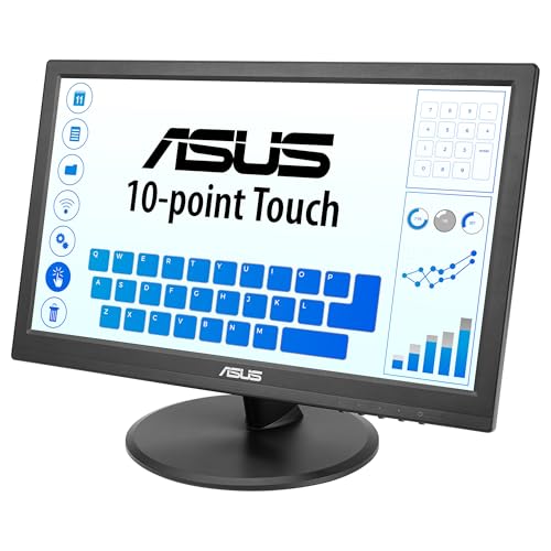 ASUS VT169HE Monitor táctil de 16" FHD (1920 x 1080), táctil de 10 Puntos, IPS, ángulo de visión Amplio, sin Marco, antiparpadeo, luz Azul Reducida, HDMI, Compatible con Windows 11