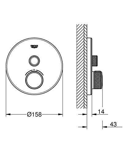 Grohe 29150LS0 Grohtherm Smartcontrol Termostato Redondo con cristal blanco, 1 Chorro Regulable, Moon White