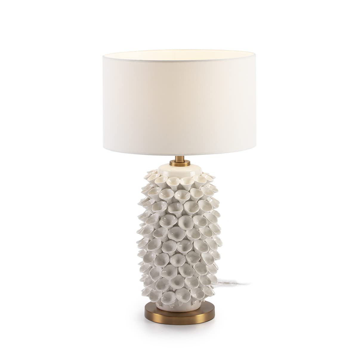 LAMPARA SOBREMESA SIN PANTALLA 22X19X52 CERAMICA BLANCO/METAL DORADO