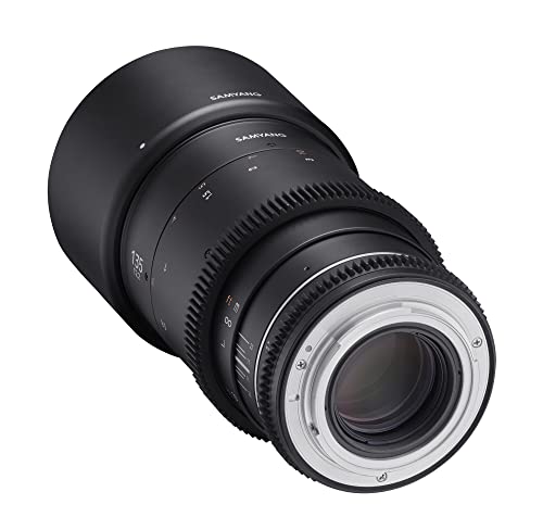 Samyang MF 135 mm T2,2 VDSLR MK2 Canon EF Objetivo de vídeo Cine de Formato Completo Distancia Focal Fija para Canon EF EF-S Cámara, Enfoque Manual, para EOS 5D Mark IV, 6D Mark II, 90D, 77D, Negro