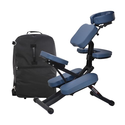 MASTER MASSAGE EQUIPMENT 10114A 10114A - Silla de Masaje Plegable (Aluminio, Ajustable, Ligera, con maletín de Transporte), Color Azul