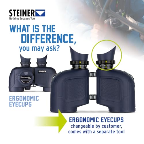 Steiner Optics Marine Commander 7x50 - Prismáticos Profesionales Impermeables con brújula, Calidad Alemana, imágenes cristalinas