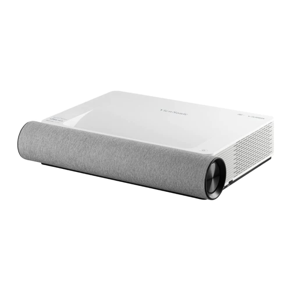 Viewsonic X2000L-4K Proyector Láser de Distancia Ultra Corta, Cine en Casa (4K, 2000 Lúmenes ANSI, 2X HDMI, USB, 2X 10 Vatios + 2X 25 Vatios Cube, Recepción de Internet 5G) - Blanco