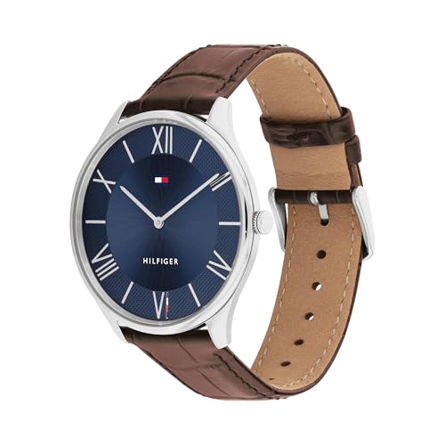 Tommy Hilfiger Reloj Analógico de Cuarzo para Hombre con Correa de Cuero Marrón - 1710536
