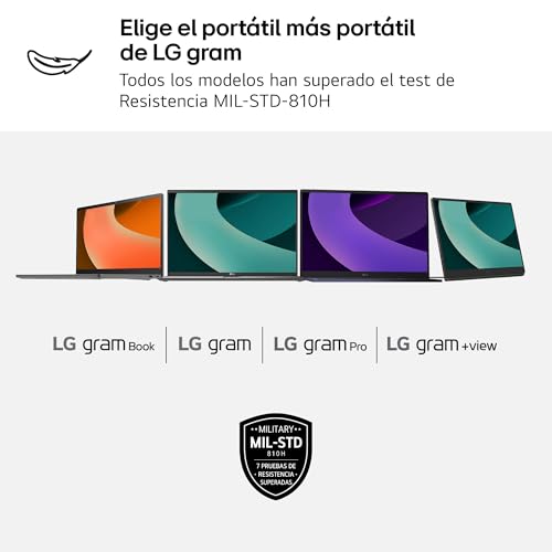 LG gram 16Z90T-G.AD88B Portátil 16 Pulgadas, WQXGA IPS, Intel Core Ultra7, 3GB RAM, 1TB SSD, 1.199 g, Antirreflejo, Batería hasta 22.5h, Windows 11, Negro
