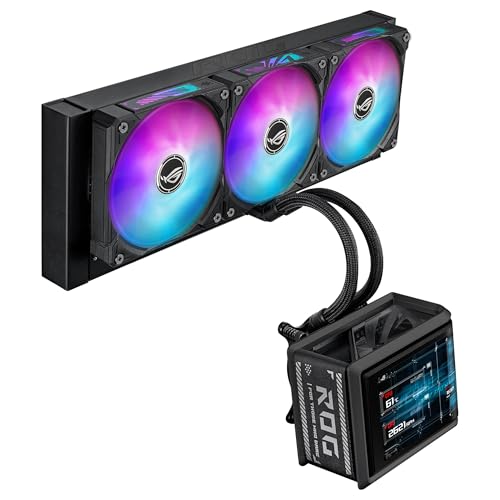 Asus ROG Ryuo IV SLC 360 ARGB - Sistema de refrigeración líquida todo en uno para CPU; tubos más cortos; pantalla AMOLED curva de 6,67 pulgadas que admite vídeo o información personalizada del sistema