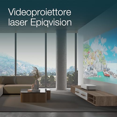 Epson EH-LS800W - Proyector láser Pro-UHD 4K 16:9, óptica Ultra Corta EpiqVision, Smart Android TV, 4000 lúmenes, Bluetooth/HDMI/USB/WLAN, Chromecast, sorround 3D Yamaha, Proyección máx. 150" Blanco