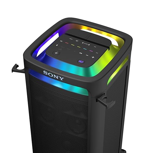 Sony ULT Tower 9AC, Altavoz Bluetooth definitivo para Fiestas, alimentación de Red, 2 Modos ULT Power Sound, Altavoz X-Balanced, iluminación y Sonido 360, entradas de Karaoke, Negro
