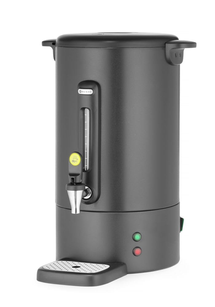 HENDI Percolador de café 14L, de una pared, con filtro incorporado y grifo antigoteo, para café molido grueso,230V, 50/60Hz, 1750W, 357x380x(H) 502mm, negro mate, acero inoxidable, PP