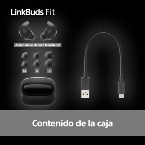 Sony LinkBuds Fit – Auriculares Bluetooth True Wireless con Noise Cancelling - Cómodos Todo el día, IPX4, Hi-Res Audio, Ambient Sound Mode, 21 h autonomía, conexión multipunto, iOS y Android - Negro