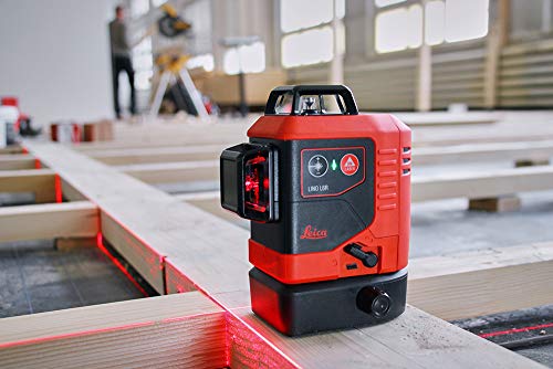 Leica Lino L6R: Nivel láser de línea de 3x360 grados con batería Li-Ion, cargador, adaptador magnético innovador y soporte para pared en una carcasa (láser rojo, alcance de trabajo: 25 m)
