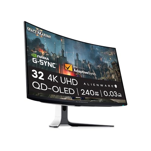 Alienware AW3225QF 32" 4K UHD (3840x2160) 1700R Monitor Gaming Curvo, 240Hz, QD OLED, 0.03ms, NVIDIA G-Sync Compatible, HDR, Dolby Vision, USB-C, DisplayPort, 2X HDMI, 4X USB, 3 Años de Garantía