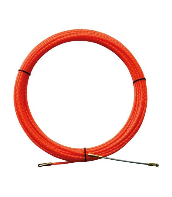 Guía pasahilos de poliéster helicoidal 4,5 mm con punta intercambiable, ideal para facilitar el paso de cables en instalaciones eléctricas.