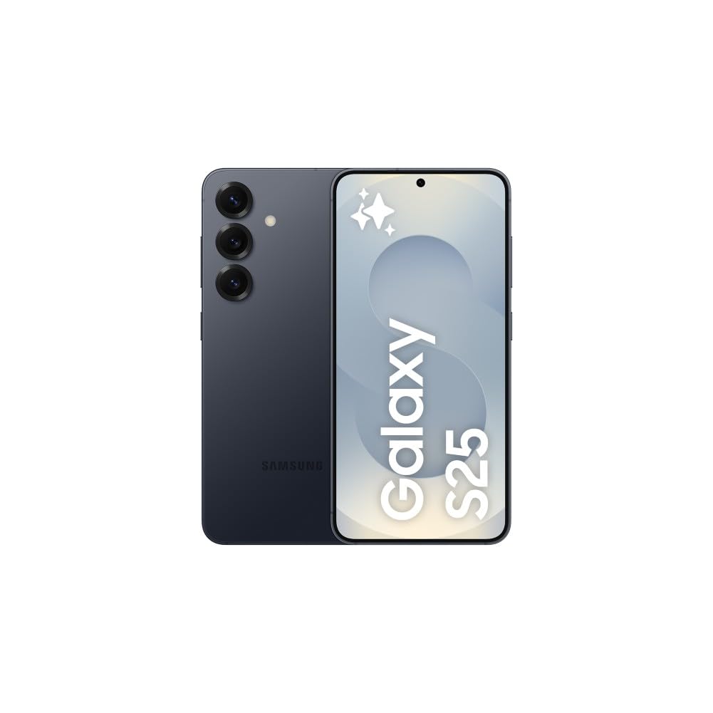 Samsung Galaxy S25 512GB Teléfono Móvil con IA, Galaxy AI, 12GB RAM, Cámara 50MP, Dual SIM, IP68, Garantía del Fabricante 3 Años + 1 Año Extra, Color Negro Azulado (Versión Española)
