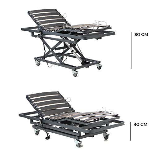 Geriafy - Cama articulada geriátrica con Carro Elevador (90x190, Sin Accesorios)