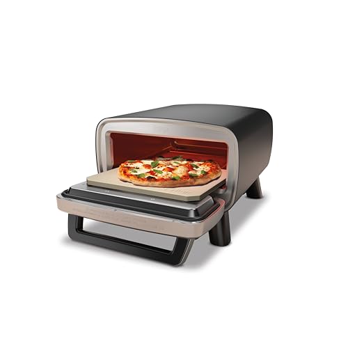 Ninja Artisan Horno air fry y pizza de exterior, 4 funciones: Pizza, Freír con aire, Hornear, Fermentar, 5 ajustes de pizza, Piedra de 30 cm, Pala, Bandeja, Cesta para freír con aire, Gris MO201EU