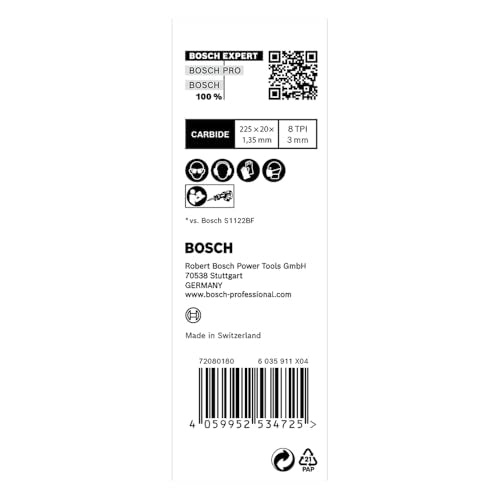 Bosch Professional 10x Hojas de sierra sable Expert `Vehicle Rescue` S 1157 CHM (para Vidrio, Acero resistente, Longitud 225 mm, accesorios Sierra sable)
