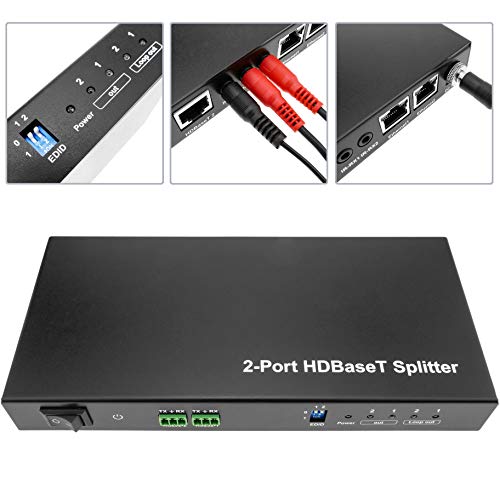 BeMatik - Extensor HDMI UltraHD 4K 2K FullHD 1080p Cat.5e Cat.6 HDBaseT HDBT 100m - Transmisor 2 Puertos (HB045)