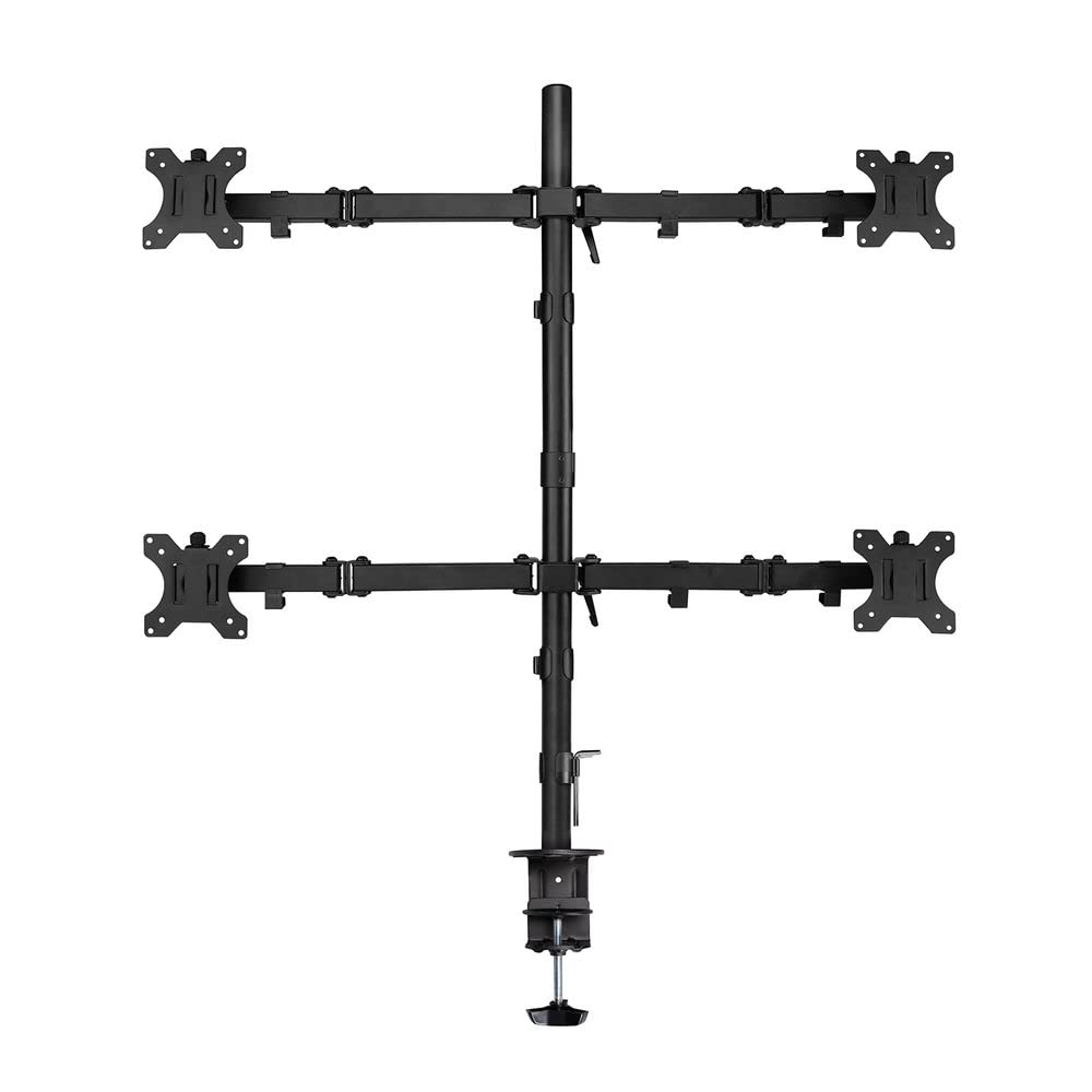 ACT Brazo de monitor 4 monitores para 32 pulgadas, VESA 75/100 mm, soporte de monitor cuádruple ajustable en altura para escritorio, inclinación de 180°, giro de 360°, rotación de 360°, peso máx. 8 kg