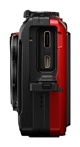 OM SYSTEM Cámara Tough TG-7, 12 MP, Resistente al Agua y a los Golpes, Modos de Disparo subacuático y Macro, vídeo 4K, Zoom Angular de 4X (sucesora de la Olympus TG-6), Rojo