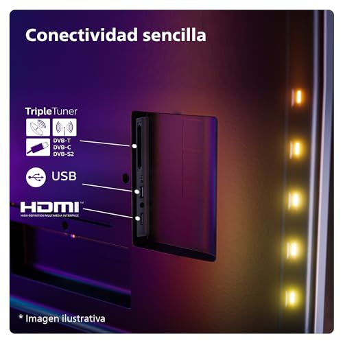 Philips Ambilight 55OLED819: Smart TV 4K OLED - Pantalla de 55 Pulgadas con P5 AI Picture, Google TV, Dolby Vision y Dolby Atmos Sound, Funciona con Alexa y Asistente de Google - Metal
