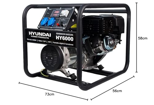 HYUNDAI HY-HY6000 Generador gasolina, 4 W, 230 V, Negro, Mediano