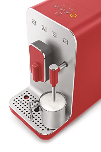 SMEG BCC02RDMEU Cafetera automática compacta con función vapor, color rojo mate
