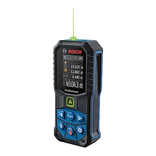 Bosch Professional medidor láser GLM 50-27 CG (láser verde, alcance: hasta 50 m, robusto, IP65, transferencia de datos mediante Bluetooth, 2 pilas AA, correa de sujeción, estuche)
