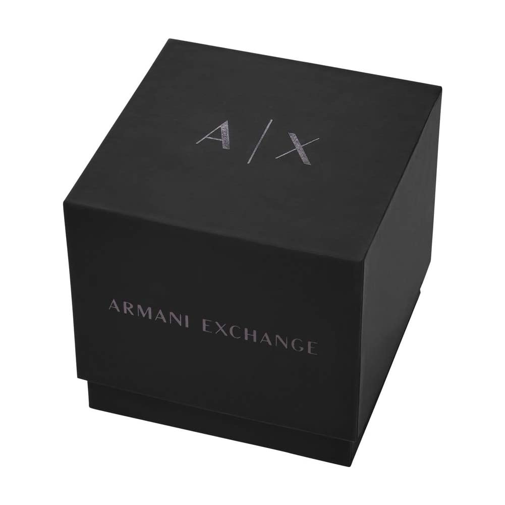 Armani Exchange Relojes para hombre, Movimiento fecha trifunción de cuarzo y caja de 44 mm con correa de acero, Negro y tono dorado