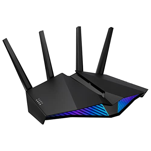 ASUS RT-AX82U V2, Router Gaming AX5400 WiFi 6 extensible de dos bandas, puerto para juegos, modo Mobile Game, Aura RGB, compatible con PS5, seguridad de red, Instant Guard, VPN, compatible con AiMesh