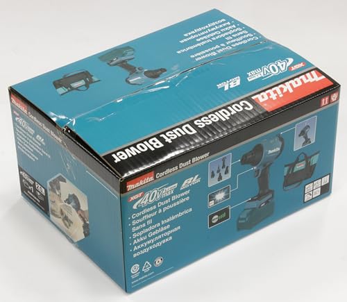 Makita AS001GA102 - Soplador de batería (40 V, máx. 2,0 Ah, 1 batería + Cargador en Bolsa de Transporte), Color Azul