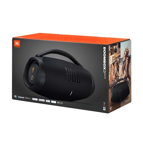 JBL Boombox 3 Wifi Altavoz Bluetooth inalámbrico, resistente al agua y al polvo IP67, con batería de hasta 24 horas de duración, en negro