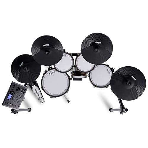 Alesis Crimson III - Set de Batería Eléctrica, Bluetooth, MIDI, Parches de Malla Doble Zona, Ride Triple Zona, Platillos con Choke, Lecciones de Drumeo y BFD, Admite Doble Bombo, Rojo