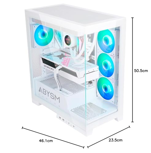 Abysm Gaming Caja PC Gamer Danube SAVA H500 White ATX, con Espacio para Tarjetas Gráficas de hasta 430 mm, Lateral y Frontal de Cristal Templado, USB-C y Ventiladores ARGB