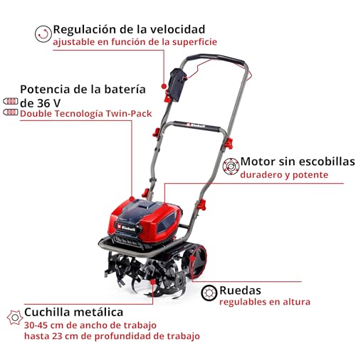 Einhell Motoazada con batería GP-CR 36/45 Li E BL-Solo Power X-Change (36 V, sin escobillas, Anchura de Trabajo 45 cm, Profundidad de Corte, Ruedas Ajustables en Altura, sin batería)