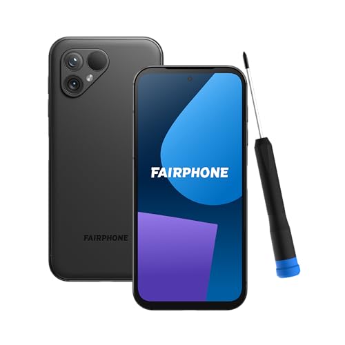 Fairphone 5 5G Smartphone sostenible (Pantalla de 6,46", cámara Dual de 50 MP, 6GB/128GB, 4200 mAh, Android 14) Incl. Destornillador iFixit, Negro Mate