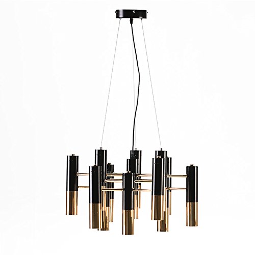 LAMPARA DE TECHO 59X52X133 METAL DORADO/NEGRO CON BOMBILLAS