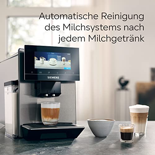 Siemens cafetera automática EQ900 TQ905D03, pantalla táctil, modo barista, reducción de ruido, 10 perfiles, trituradora premium, limpieza de vapor, 1500 W, acero inoxidable