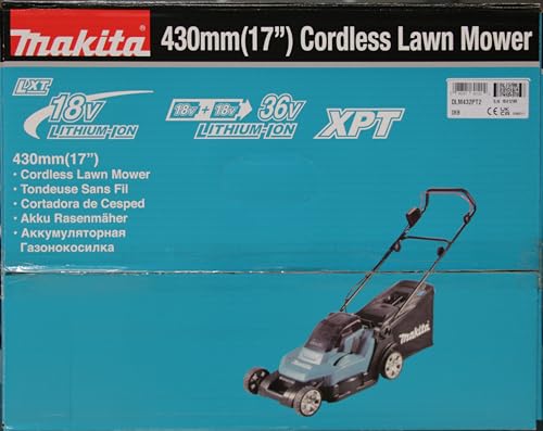 WDERNI Makita DLM432PT2 Akku-Rasenmäher 2x18V / 5,0 Ah, 2 Akkus + Doppelladegerät, 36 V, Gasolina