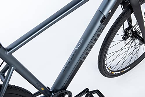 Moma Bikes E-ROAD28, Full Shimano Altus 8v, Frenos de Disco Hidráulicos, Batería Litio Samsung integrada y Extraible de 36V 10Ah