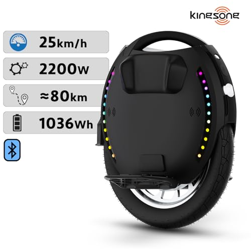 KINGSONG Monociclo Eléctrico KS-18L, Adulto,Negro, Motor 2200W, Autonomía hasta 80km, Limitado a 25km/h, Neumático Hinchable 18", Altavoz y Bluetooth