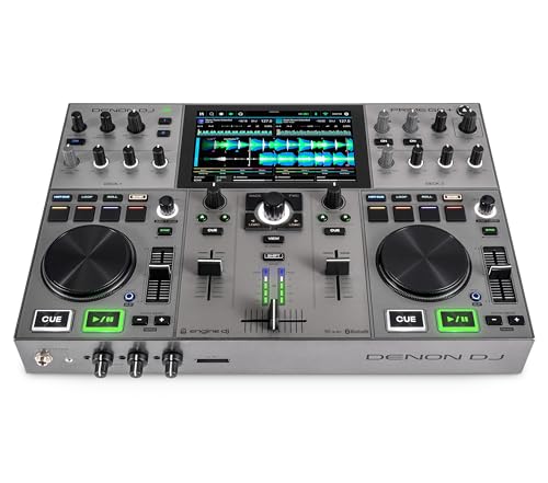 Denon DJ PRIME GO+ Controlador DJ portátil y mezclador con separación de stems, 2 decks, streaming por wifi, Bluetooth, control de luces y pantalla 7"