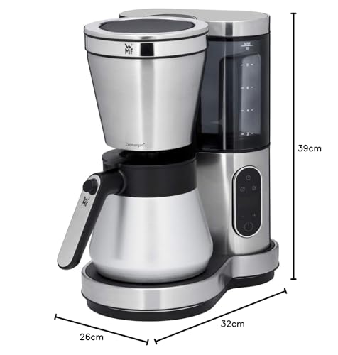 WMF Lumero Cafetera con termo, 8 tazas, depósito de agua extraíble, pantalla táctil, antigoteo, filtro giratorio, apagado automático, 800 W