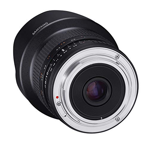 Samyang Lente Ultra Gran Angular F2.8 ED AS NCS CS de 10 mm para cámaras réflex Digitales Nikon con Chip Ae para medición automática (SY10MAF-N), Color Negro