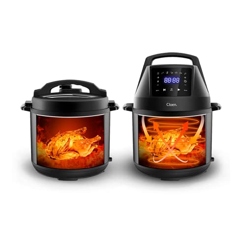 Robot de cocina 2 en 1, Olla programable Foodie Pot y Freidora sin aceite Foodie Fryer Lid, 9 electrodomésticos en 1, Capacidad 6L, 1300W, 3 niveles de potencia, 2 tapas programables.