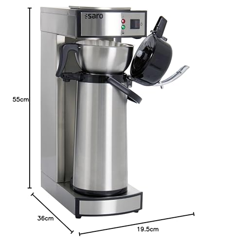 Saro Cafetera con termo de acero inoxidable – 2,2 L – Tiempo de preparación de 5 – 6 minutos – Protección contra funcionamiento en seco – 2,069 kW – Modelo THERMO 24