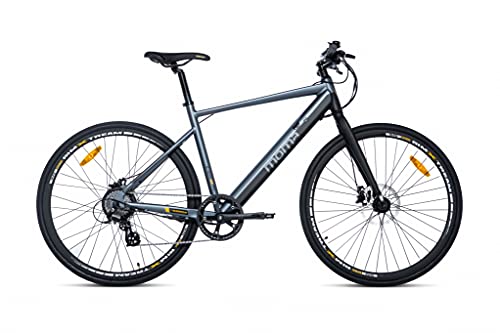 Moma Bikes E-ROAD28, Full Shimano Altus 8v, Frenos de Disco Hidráulicos, Batería Litio Samsung integrada y Extraible de 36V 10Ah